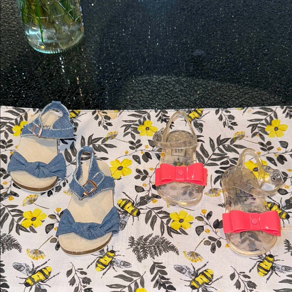 Size 4. Blue and Pink Kids Sandals